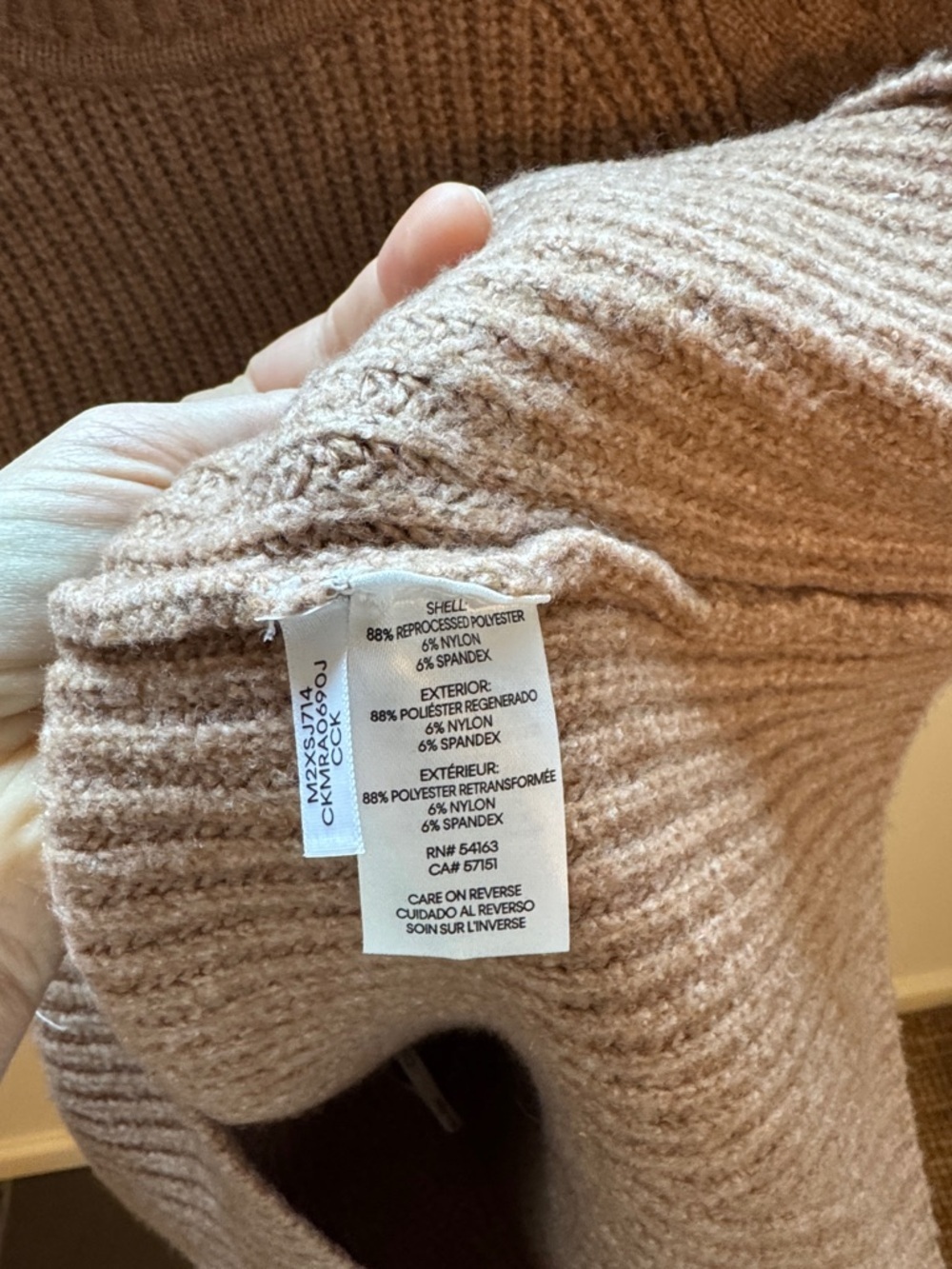Calvin Klein Women’s Ribbed Mock Neck Sweater Brown Chunky Knit NWT Size M - Picture 4 of 6